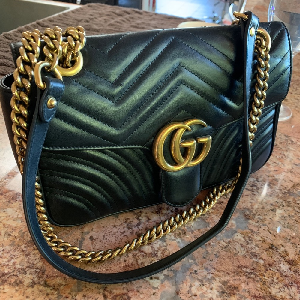 Gucci GG Marmont small matelassé shoulder bag.
